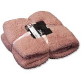 Unique Living - Plaid/deken Teddy - oud roze - polyester - 150 x 200 cm