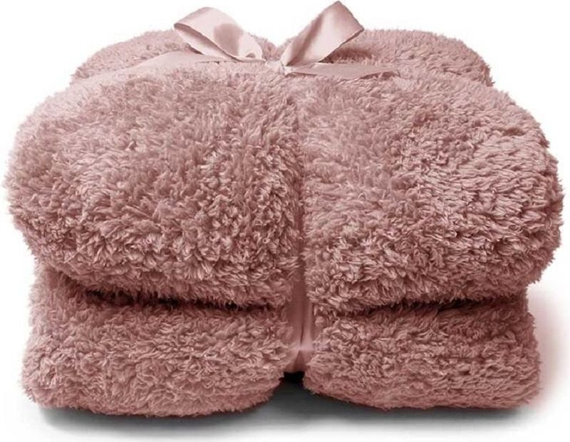 Unique Living - Plaid/deken Teddy - oud roze - polyester - 150 x 200 cm