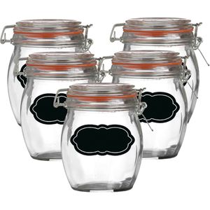 Weckpot/inmaakpot - 10x - 750 ml - glas - met beugelsluiting - incl. etiketten