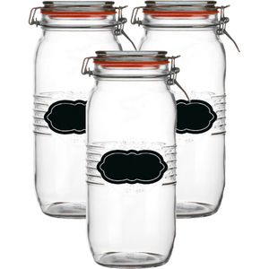 Weckpot/inmaakpot - 4x - 2L - glas - met beugelsluiting - incl. etiketten