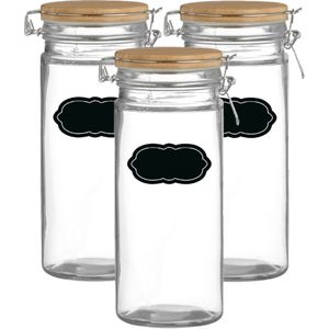 Weckpot/inmaakpot - 6x - 1.3L - glas - met beugelsluiting - incl. etiketten