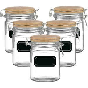Weckpot/inmaakpot - 10x - 700 ml - glas - met beugelsluiting - incl. etiketten