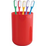 MSV - Moods - Badkamer Accessoires Set - Rood - Kunststof - Inclusief Toiletborstel en Pedaalemmer