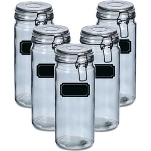 Weckpotten/Inmaakpotten - 10x - 1L - Glas - met Beugelsluiting - Incl. Etiketten