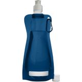 Waterfles/Drinkfles/Sportbidon Opvouwbaar - 10x - Blauw - Kunststof - 420 ml - Schroefdop