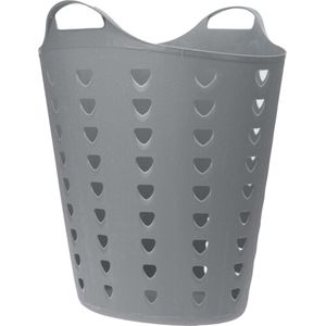 Excellent Houseware Flexibele wasmand - grijs - 60 liter - kunststof - 47 x 50 cm