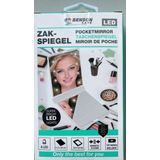 Benson Care LED Make-up spiegel/handspiegel/zakspiegel - wit - 11,5 x 8,5 cm - dubbelzijdig