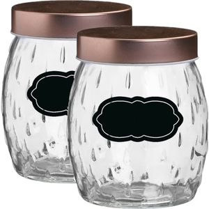 Voorraadpot/bewaarpot Beau - 4x - 2L - glas - koperen deksel - incl. etiketten