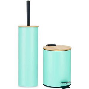 Berilo badkamer accesoires set Alicante - toiletborstel/pedaalemmer - mintgroen