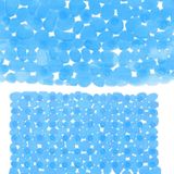 MSV Douche/bad anti-slip matten set badkamer - pvc - 2x stuks - ijsblauw - 2 formaten