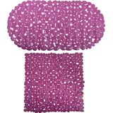 MSV Douche/Bad Anti-Slip Matten Set - Paars - PVC - 2 Stuks