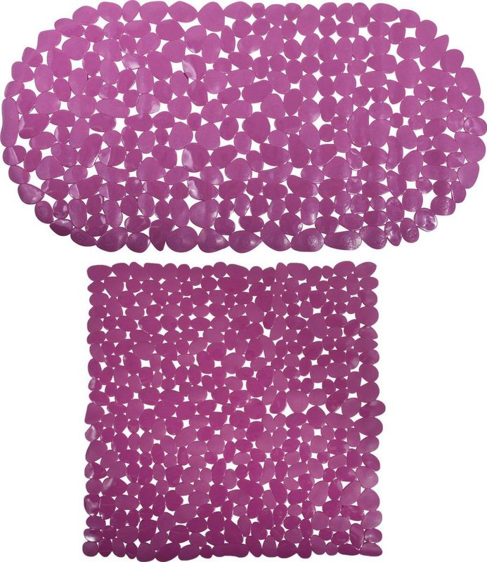 MSV Douche/Bad Anti-Slip Matten Set - Paars - PVC - 2 Stuks