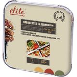 Elite - Meal prep voedsel bewaar bakjes - Aluminium - 6x - 25 x 25 x 5 cm - met deksel