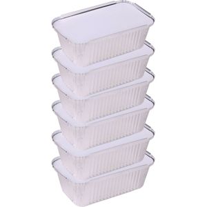 Elite - Meal prep voedsel bewaar bakjes - Aluminium - 6x - 25 x 15 x 7 cm - met deksel