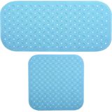 MSV - Douche/bad Anti-slip Mat - Lichtblauw - Rubber - Set van 2 Stuks