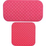 MSV Douche/bad anti-slip matten set badkamer - rubber - 2x stuks - fuchsia roze - 2 formaten