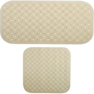 MSV Douche/bad anti-slip matten set badkamer - rubber - 2x stuks - beige - 2 formaten