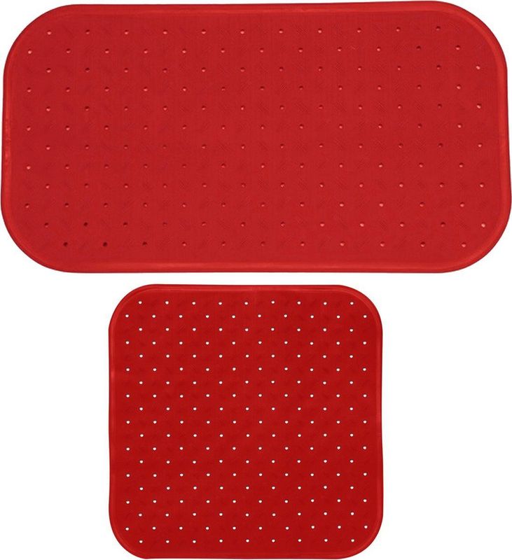 MSV - Douche/Bad Anti-Slip Mat - Terracotta - Rubber - 2 Stuks