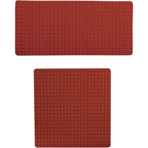 MSV Douche/bad anti-slip matten set badkamer - rubber - 2x stuks - terracotta - 2 formaten