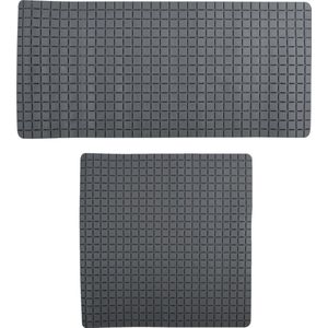 MSV Douche/bad anti-slip matten set badkamer - rubber - 2x stuks - donkergrijs - 2 formaten