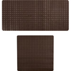 MSV Douche/bad anti-slip matten set badkamer - rubber - 2x stuks - bruin - 2 formaten