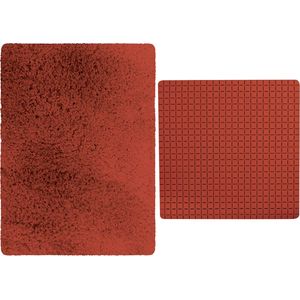 MSV Douche anti-slip/droogloop matten - Venice badkamer set - rubber/microvezel - terracotta