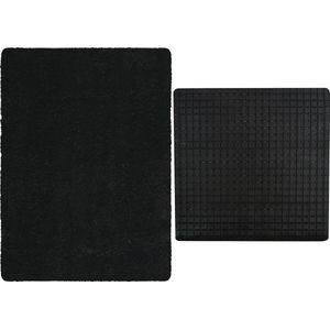 MSV Douche anti-slip/droogloop matten - Venice badkamer set - rubber/microvezel - zwart