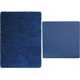MSV Douche anti-slip/droogloop matten - Venice badkamer set - rubber/microvezel - donkerblauw