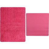 MSV Douche anti-slip/droogloop matten - Venice badkamer set - rubber/microvezel - fuchsia roze