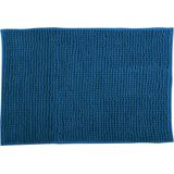 MSV badkamer droogloop mat - Bolzano - 40 x 60 cm - met bijpassende kleur zeeppompje - donkerblauw