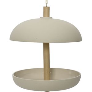 Decoris Vogel voedersilo hangend - beige - bamboe hout - 21 x 25 cm