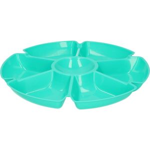 Excellent Houseware Hapjes/chips serveerschaal turquoise 29 cm - Serveerschalen/dienbladen