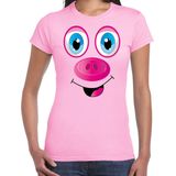 Bellatio Decorations dieren verkleed t-shirt dames - varken gezicht - carnavalskleding - lichtroze