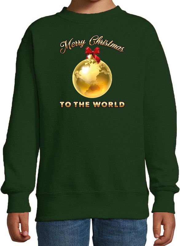 Bellatio - Merry Christmas - Sweater - Groen - Kinderen - Kerst