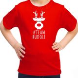 Bellatio Decorations kerst t-shirt voor kinderen - team Rudolf - rood - Kerstdiner 104 110
