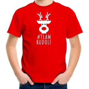 Bellatio Decorations kerst t-shirt voor kinderen - team Rudolf - rood - Kerstdiner 104 110