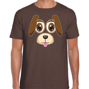 Bellatio Decorations dieren verkleed t-shirt heren - hond gezicht - carnavalskleding - bruin