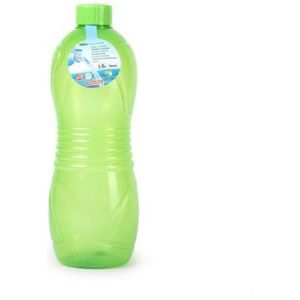 Plasticforte Drinkfles/waterfles/bidon - 1000 ml - transparant/groen - kunststof
