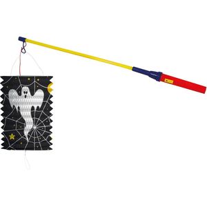 Lampionstokje 50 cm - met spook lampion - zwart - H18 cm - Sint Maarten