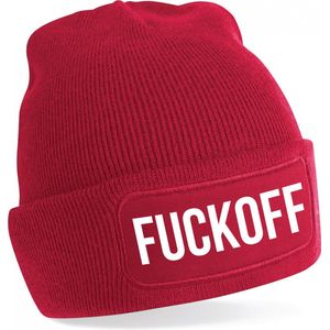 Bellatio Decorations wintersport muts - fuck off - rood - one size - unisex - Apres ski beanie