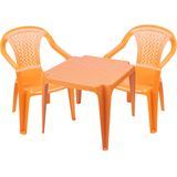Sunnydays Kinderstoelen 4x met tafeltje set - buiten/binnen - oranje - kunststof