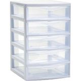 Plasticforte Ladeblokje/bureau organizer 2x lades - wit/transparant - L18 x B21 x H28 cm - plastic