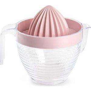 Plasticforte Sinaasappelpers/citruspers - Handmatig - kunststof - 16 x 13 cm - transparant/roze