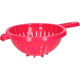 Plasticforte Keuken vergiet/zeef met handvat - kunststof - Dia 23 cm x Hoogte 10 cm - fuchsia roze