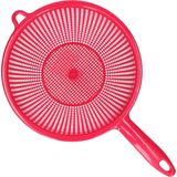 Plasticforte Keuken vergiet/zeef met handvat - kunststof - Dia 24 cm x Hoogte 11 cm - fuchsia roze