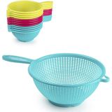 Plasticforte Keuken vergiet/zeef met handvat - kunststof - Dia 24 cm x Hoogte 11 cm - fuchsia roze