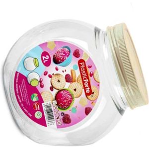 Snoeppot/voorraadpot - 2L - beige - kunststof - D12 x H17 cm