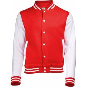 AWDis - College Jacket - Rood met Wit - Drukknopen - Katoen/Polyester - Classic Model