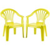 Plasticforte Kinderstoel - 2x stuks - kunststof - groen - 35 x 28 x 50 cm - tuin/camping/slaapkamer