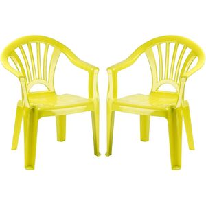 Kinderstoel - 2x stuks - kunststof - groen - 35 x 28 x 50 cm - tuin/camping/slaapkamer - Kinderstoelen